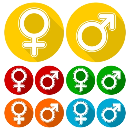 Sexual simbols icons set with long shadowのイラスト素材