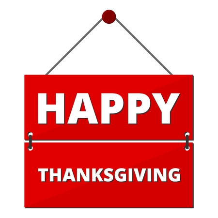 Happy Thanksgiving Day red buttonのイラスト素材