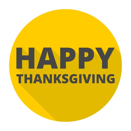 Happy Thanksgiving Day icon with long shadowのイラスト素材