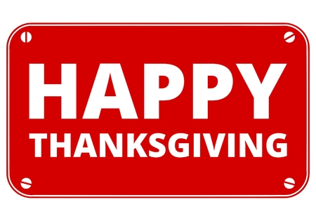 Happy Thanksgiving Day red buttonのイラスト素材