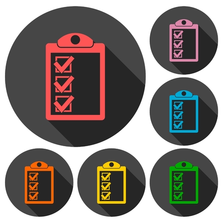 Checkmark Icons set with long shadowのイラスト素材