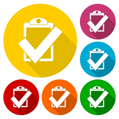 Checkmark Icons set with long shadowのイラスト素材