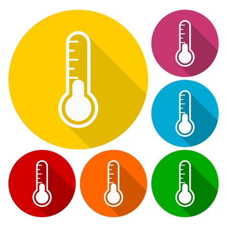 Thermometer icons set with long shadowのイラスト素材