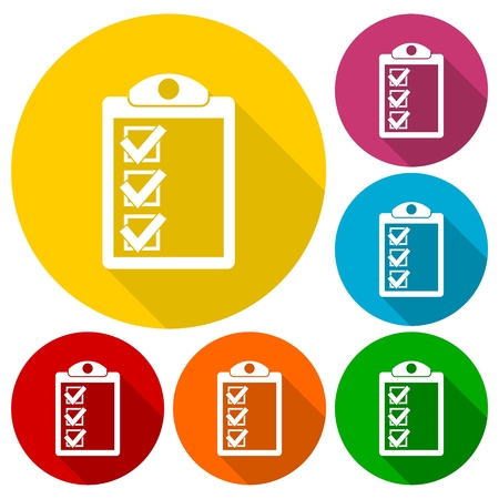 Checkmark Icons set with long shadowのイラスト素材
