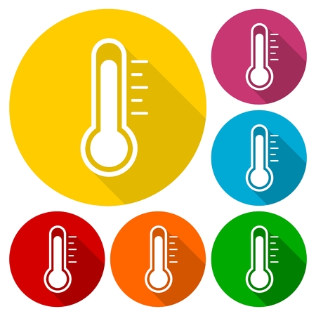 Thermometer icons set with long shadowのイラスト素材