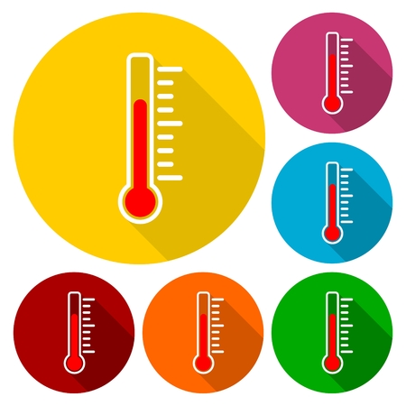 Thermometer icons set with long shadowのイラスト素材