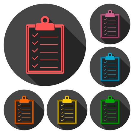 Checkmark Icons set with long shadowのイラスト素材