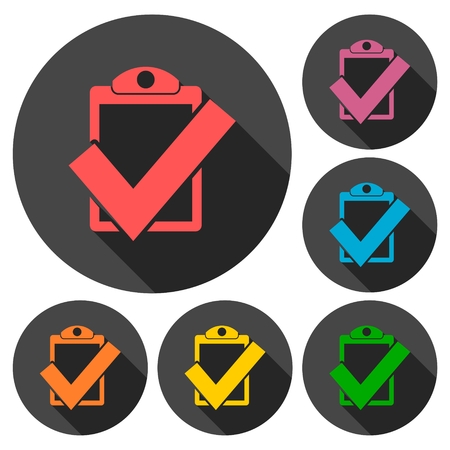 Checkmark Icons set with long shadowのイラスト素材