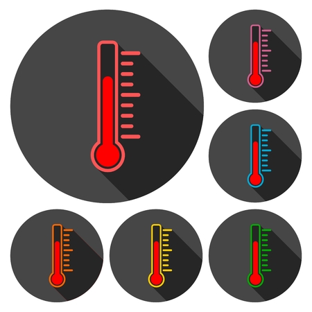 Thermometer icons set with long shadowのイラスト素材