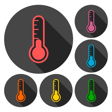 Thermometer icons set with long shadowのイラスト素材