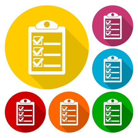 Checkmark Icons set with long shadowのイラスト素材