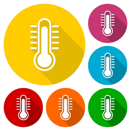 Thermometer icons set with long shadowのイラスト素材