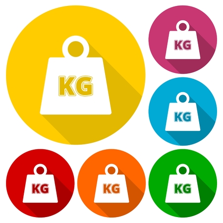 Vector Weight Kilogram Icons set with long shadowのイラスト素材