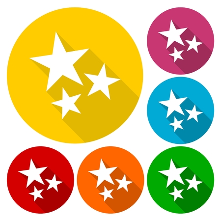 Three stars icons set with long shadowのイラスト素材