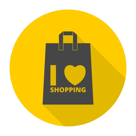 I love shopping bag icon with long shadowのイラスト素材