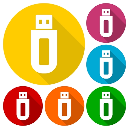 USB icons set with long shadowのイラスト素材