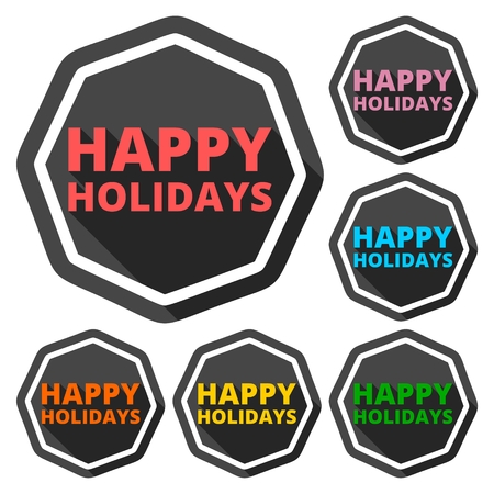Happy Holidays icons set with long shadowのイラスト素材