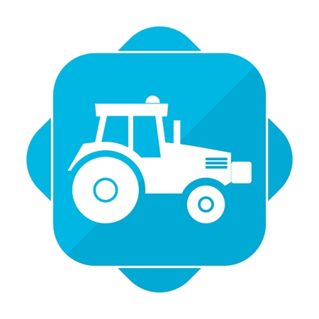 Blue square icon tractorのイラスト素材