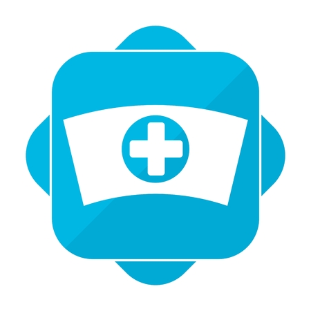 Blue square icon nurse capのイラスト素材
