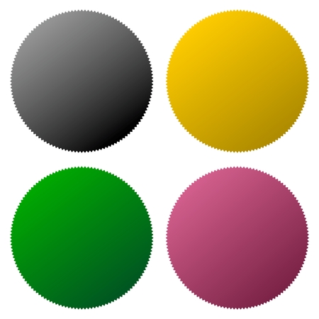 4 different sticker, starburst shapeのイラスト素材