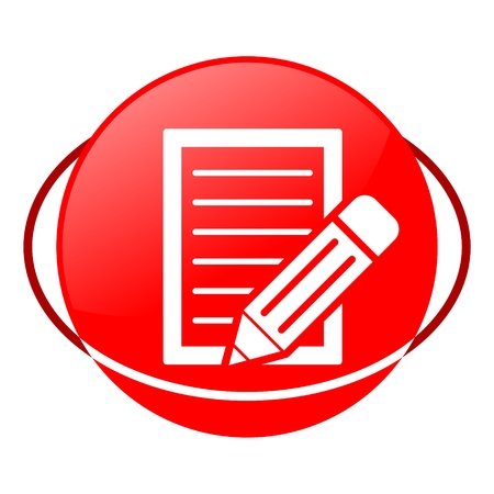 Red icon, document with pencil vector ilustrationのイラスト素材