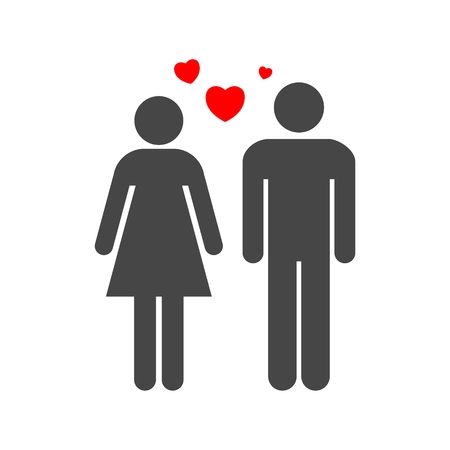 Couple holding hands with hearts iconのイラスト素材