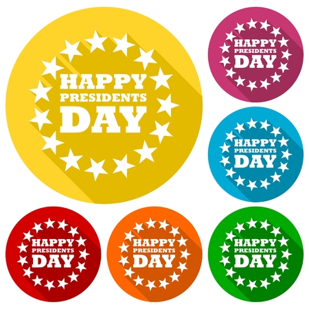 Presidents Day vector stock illustration icons set with long shadowのイラスト素材