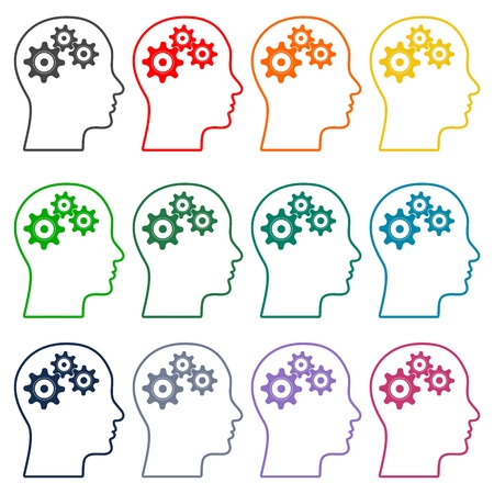 Gear in head icons setのイラスト素材