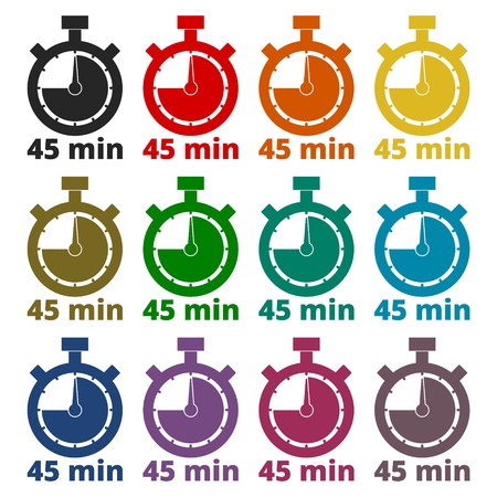 45 minutes stopwatch symbol, Timer icons setのイラスト素材