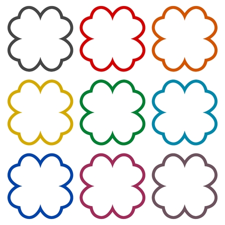Simple Four Leaf Clover icons setのイラスト素材
