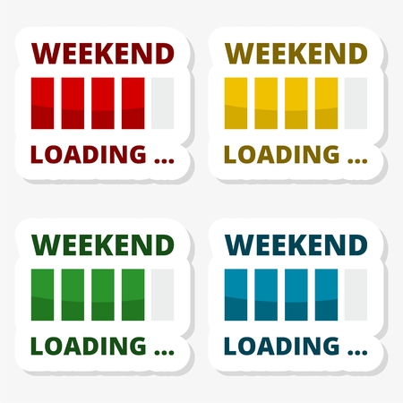 Weekend Loading stickers icons setのイラスト素材
