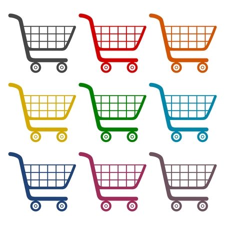 Supermarket Shopping Cart icons setのイラスト素材