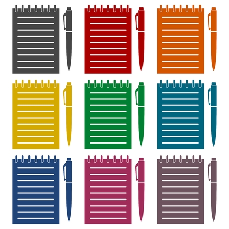 Notebook icon, Document With Pencil Icons setのイラスト素材