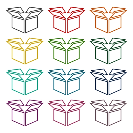 Open box icons setのイラスト素材