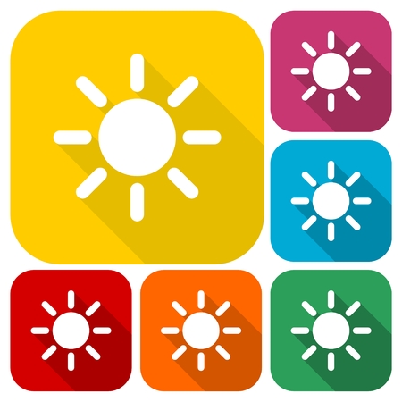 Vector sun icons set with long shadowのイラスト素材
