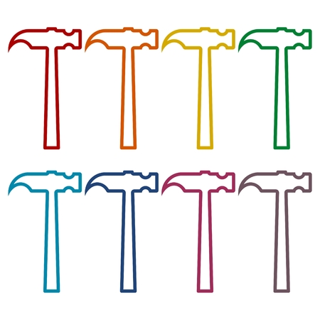 Line Hammer Icons setのイラスト素材