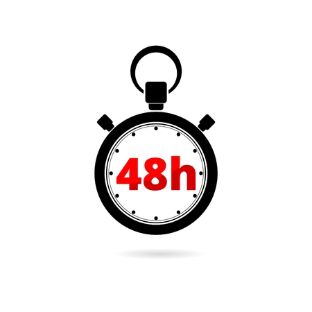 Vector illustration of 48h stopwatch icon on white backgroundのイラスト素材