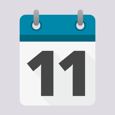 Blue Calendar icon with long shadow - number 11のイラスト素材