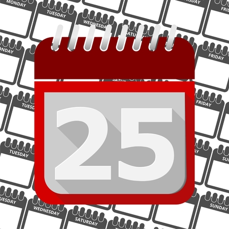 Red Calendar - Vector Icon number 25のイラスト素材