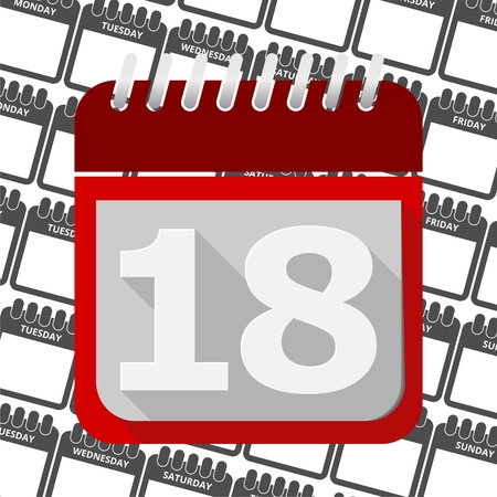 Red Calendar - Vector Icon number 18のイラスト素材