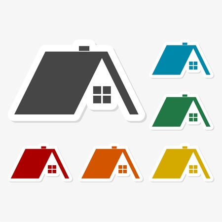 Multicolored paper stickers - Home roofのイラスト素材