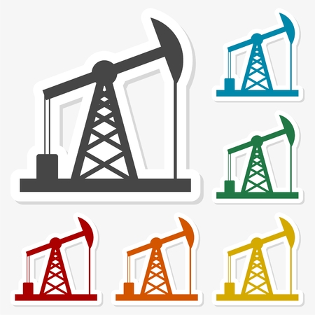 Multicolored paper stickers - Oil rigのイラスト素材