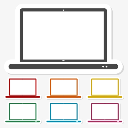 Multicolored paper stickers - Laptop Icon illustrationのイラスト素材