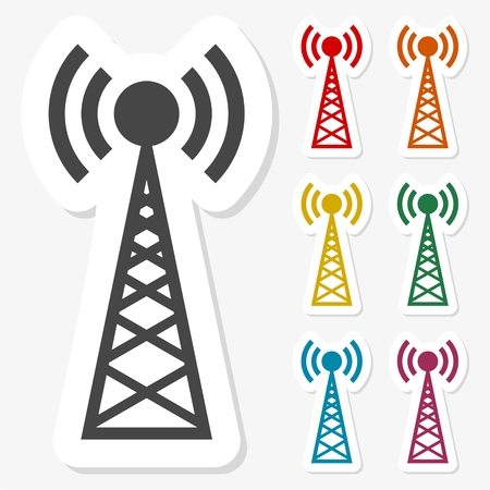 Multicolored paper stickers - Transmitter iconのイラスト素材
