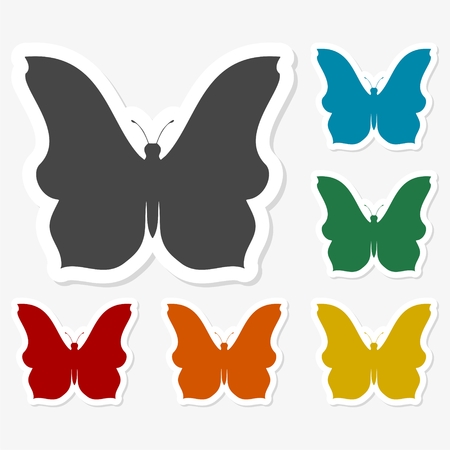 Multicolored paper stickers - Butterfly iconのイラスト素材
