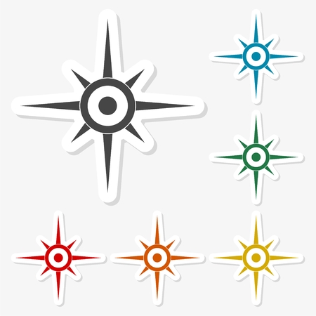 Multicolored paper stickers - Compass iconのイラスト素材