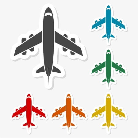 Multicolored paper stickers - Plane Iconのイラスト素材