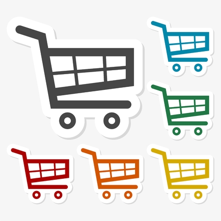 Multicolored paper stickers - Shopping Iconのイラスト素材