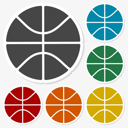 Multicolored paper stickers - Basketball iconのイラスト素材