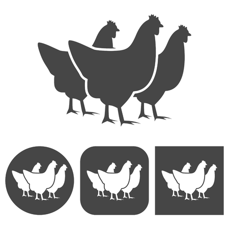 Vector chicken silhouette icons setのイラスト素材